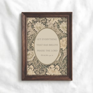 Vintage Christian Wall Art, Let Everything That Has Breath Praise The Lord, Psalm 150: 6, Digital Download