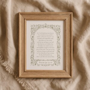 Psalm 139 Sage Floral Print Vintage Inspired Girls Nursery Decor (Digital Download)