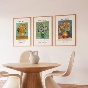 Vintage Floral Christian Art Prints: Set of 3 Bible Verse Posters (Digital Download)