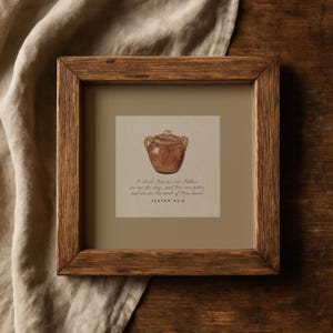Vintage Christian Wall Art, Clay Pot, You are the Potter, We are the Clay, Isaiah 64, Square DIGITAL PRINT, Ratio 1.1