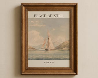 Vintage Sailboat Print: Coastal Bible Verse Art (Digital Print)
