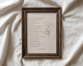 Christian Subtle Fall Bible Verse, Psalm 100, Neutral Thanksgiving Bible Print, Digital Download