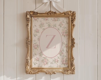 Floral Letter Z Print: Elegant Monogram, Coquette Nursery Decor (Digital Download)
