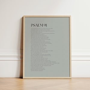 Psalm 91 Modern Bible Print Sage Christian Quote Bible Verse Wall Art Minimal Scripture Print, Full Verse Digital Download