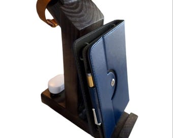 Wooden Docking Stand and Hands Free Charging Station Hand Made in America Boho