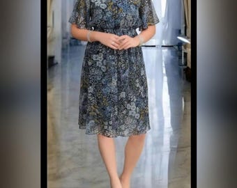 Vintage Airy Bohemian Party Floral Dress Statement Sleeve Glam Dainty Flowy XL