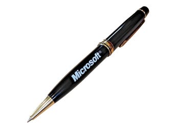 Microsoft Executive Promo Black/Gold Ballpoint Pen Blue Ink Tech Swag Retro Gift