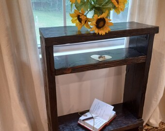 Handmade Reclaimed Wood Rustic Bookcase: Farmhouse Console Shelf