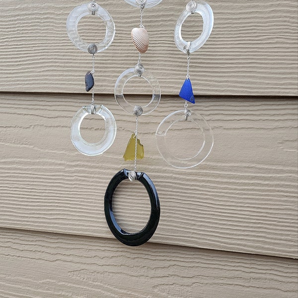 Recycled glass bottle windchime