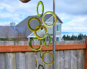 Recycled glass bottle windchime