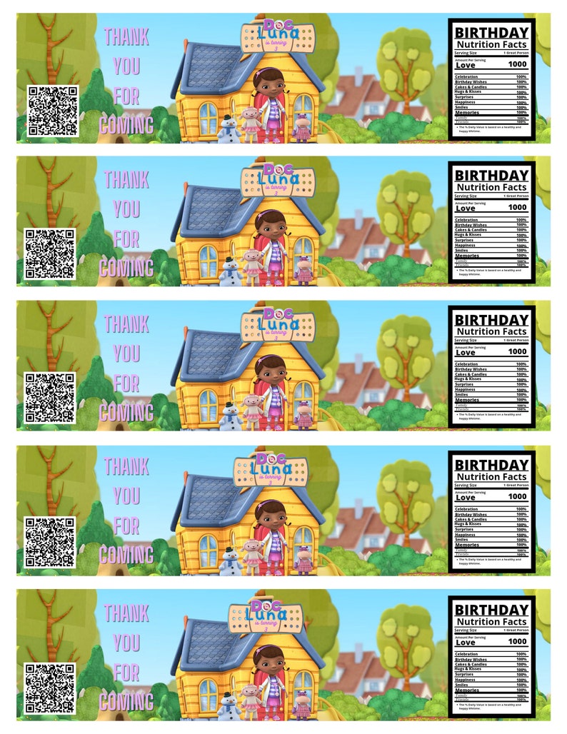 Doc Mcstuffins Water Labels - Etsy