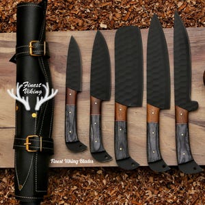 5Pcs LUXURY Hand Forged Damascus Chef Set | Damascus Kitchen Knives | Damascus Chef Knife Set | CHRISTMAS Gift | GROOMSMAN Gift | Xmas Gift image 1