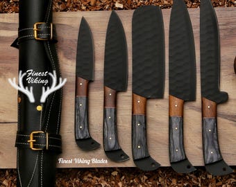 5Pcs LUXURY Hand Forged Damascus Chef Set | Damascus Kitchen Knives | Damascus Chef Knife Set |  CHRISTMAS Gift | GROOMSMAN Gift | Xmas Gift