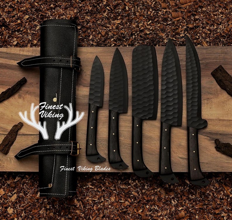 5Pcs LUXURY Hand Forged Damascus Chef Set | Damascus Kitchen Knives | Damascus Chef Knife Set | CHRISTMAS Gift | GROOMSMAN Gift | Xmas Gift image 10
