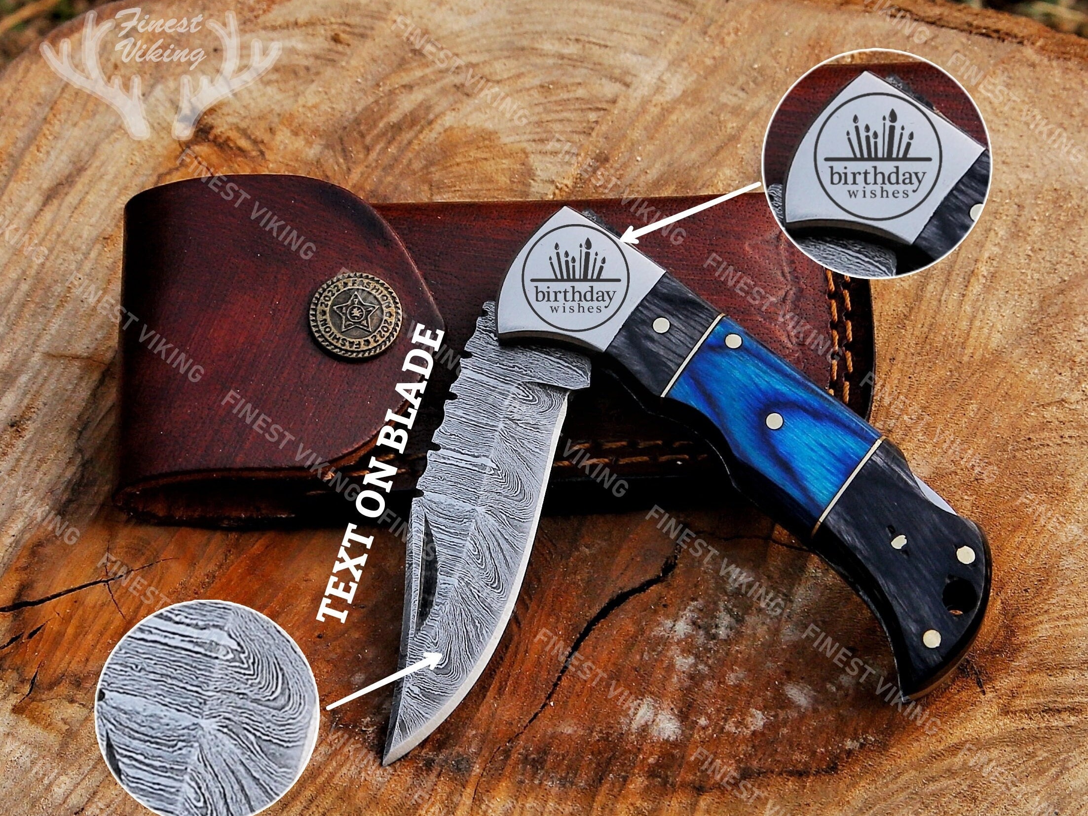 Coltello Pieghevole Bull Horn Personalizzato - Regalo Per Lo Sposo In - Foto 9