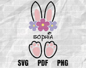 Nom de lapin cadre Svg, Svg nom de lapin, Pâques monogramme Svg, Svg de nom de Pâques, lapin SVG, Split nom cadre SVG, SVG de lapin