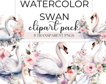 Watercolor Swan Clipart, Sweet Baby Swan Clipart, Bird clipart, Woodland Animal Clipart, Nursery Clipart, Printable PNG, Commercial Use
