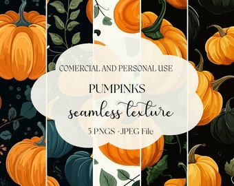 Seasonal Delights: Commercial Use Pumpkins Seamless Textures - JPEG Digital Downloads