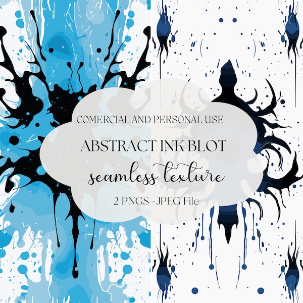 Abstract Ink Blot Seamless Textures for Backgrounds - Commercial Use - High-Quality JPEG Files