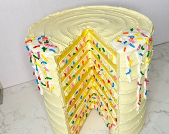 Vanilla sprinkle cake/faux cake/ cake dummy/ cake prop/ fake cake