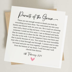 Personalised Parents of the Groom Card - Card from Bride - Card for Future Parents in Law  - Wedding Poem Card