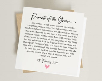 Personalised Parents of the Groom Card - Card from Bride - Card for Future Parents in Law  - Wedding Poem Card