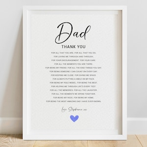 Dad Poem Print - Heartfelt Dad Gift - Poetry Print for Dad - Dad Letter Keepsake (UNFRAMED)