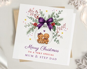 Mum Step Dad Christmas Card | Parents Xmas Greeting Card