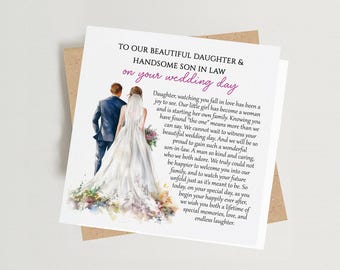 Daughter and Son In Law on Your Wedding Day Heartfelt Verse Card