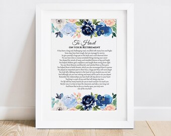 Teacher Retirement Poem Gift | Personalised Retired Teaching Print | Retirement Keepsake