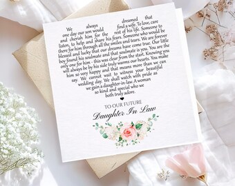 Daughter in Law Poem Card | Heartfelt Verse for future Daughter in Law | Pre-wedding or Engagement Card