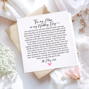 Tarjeta personalizada para la madre de la novia / Tarjeta de la novia para la madre el día de la boda / Tarjeta con un emotivo poema de boda para la madre de la novia
