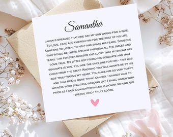 Daughter in Law Poem Card | Heartfelt Verse for future Daughter in Law | Pre-wedding or Engagement Card