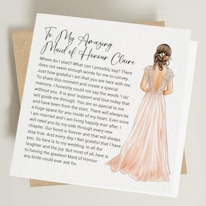 Maid of Honour Card - Thank you for being my Maid of Honour - Maid of Honour Poem - Greeting Card for Maid of Honour