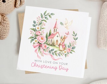 Christening Card for Her | New Baby Card for Baby Girl  | Baptism Greeting Card