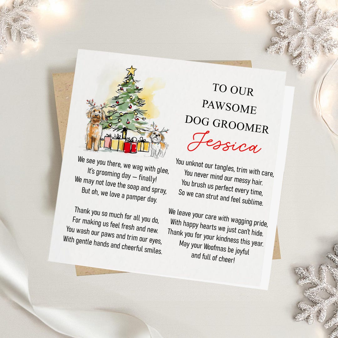 Our Dog Groomer Christmas Card | Poem Card for Dog Groomer | Groomer ...