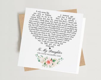 Daughter on Your Wedding Day Poem Card