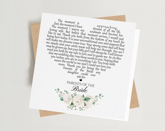 Personalised Parents of the Bride Card | Wedding Card for Mum and Dad from Daughter | Wedding Keepsake
