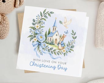 Christening Card for Baby Boy | New Baby Card for Him  | Baptism Greeting Card