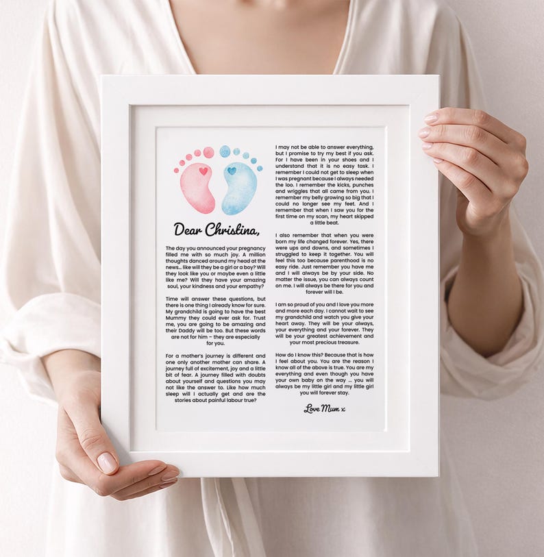 Daughter Pregnancy Poem Print | Heartfelt Keepsake Letter to My ...