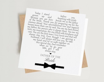 Father of the Bride Card | Poem For Dad on Wedding Day | Keepsake Verse Card from Daughter