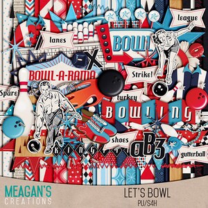 Let&#39;s Bowl Digital Scrapbooking Kit