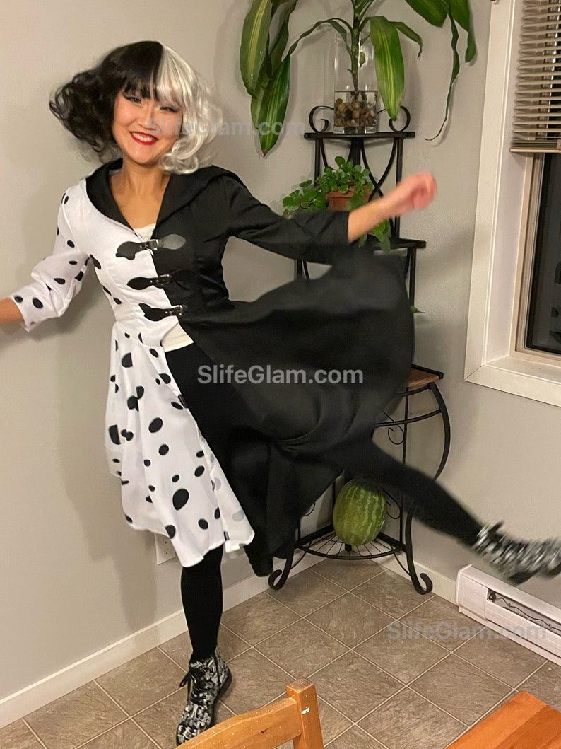 Cruella De Ville Halloween Costume Dalmatian Dress Halloween Costume