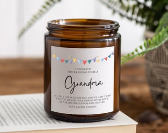 Grandma announcement gift, Personalized baby announcement gift, Soy wax candle (no paraffin)