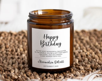 Birthday personalized candle gift, Custom happy birthday gift, Birthday gift for daughter, Birthday gift for her