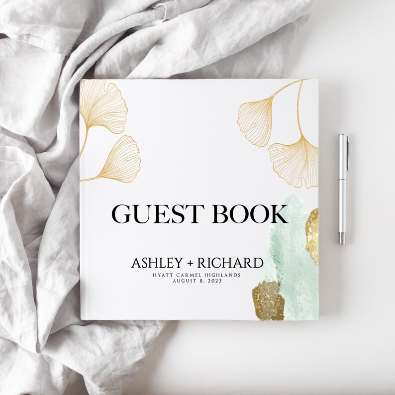 Simple custom wedding guest book, 60 pages, 2 size choices image 10