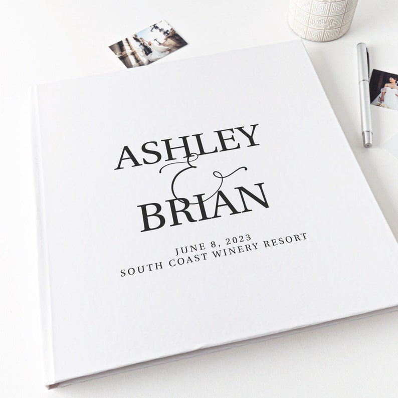 Simple custom wedding guest book, 60 pages, 2 size choices image 9
