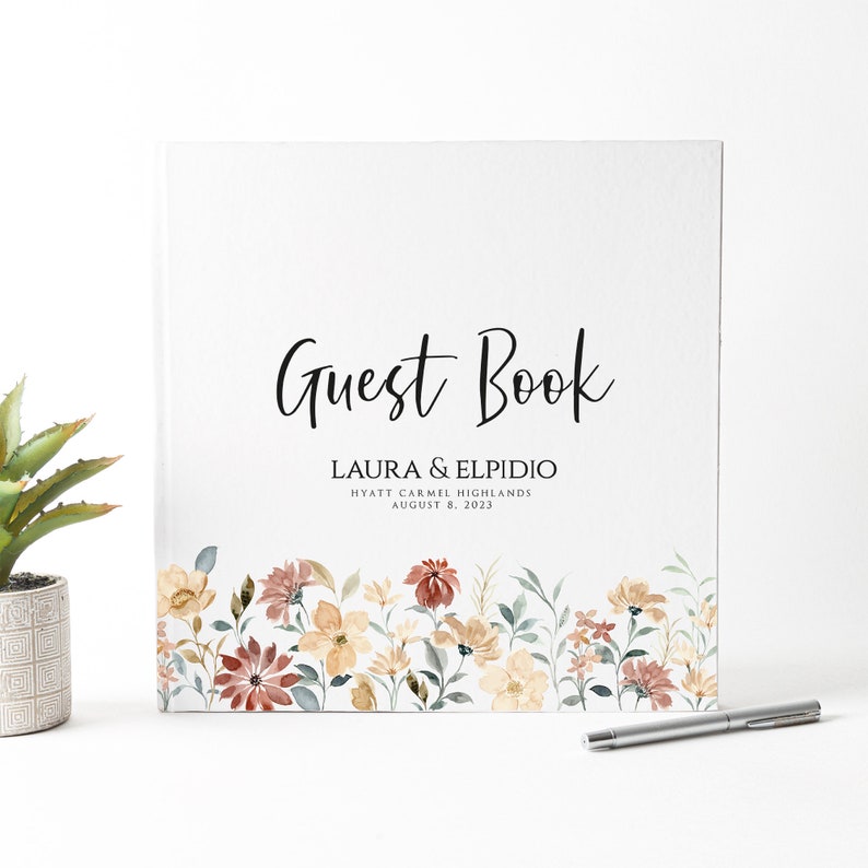 Simple custom wedding guest book, 60 pages, 2 size choices image 5