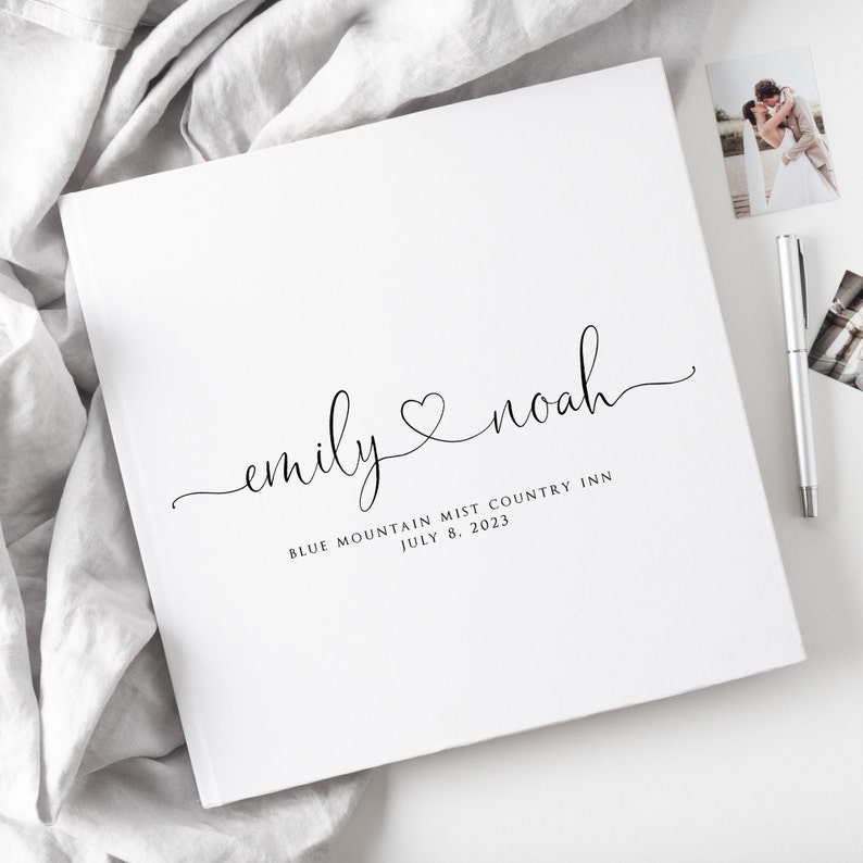 Simple custom wedding guest book, 60 pages, 2 size choices image 1