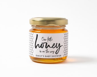 Custom honey jar favors, honey baby shower favor, our little honey, personalized mini honey jars